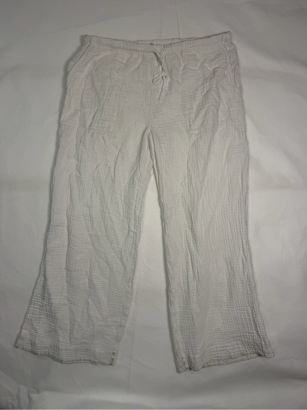 Faherty White Wide-Leg Gauze Drawstring Pants 100% organic cotton - Picture 2 of 8
